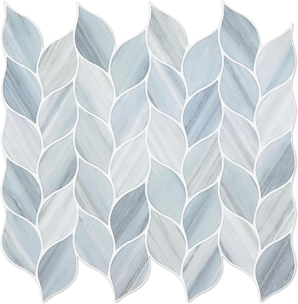 10-Pack Blue Gray Vinyl Peel & Stick Tiles 12x12 Self-Adhesive Leaves