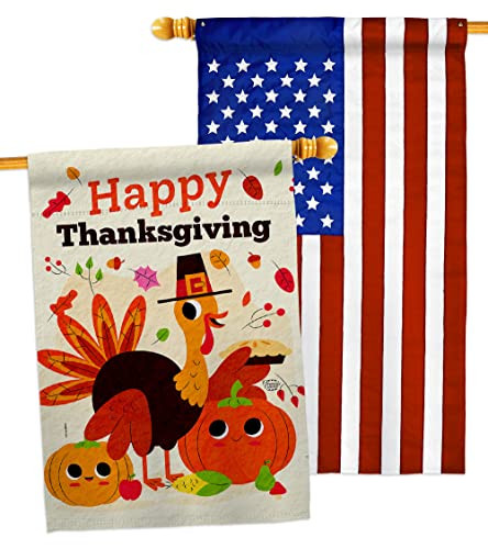 Give Thanks Turkey House Flag Pack Falltime Thanksgiving Gobble Pumpkin Seaso...