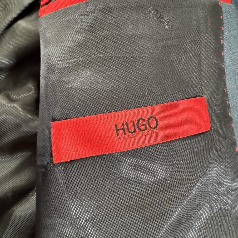 Hugo Boss Mens Blazer 40L Blue Wool Slim Sport Coat  Suit Jacket