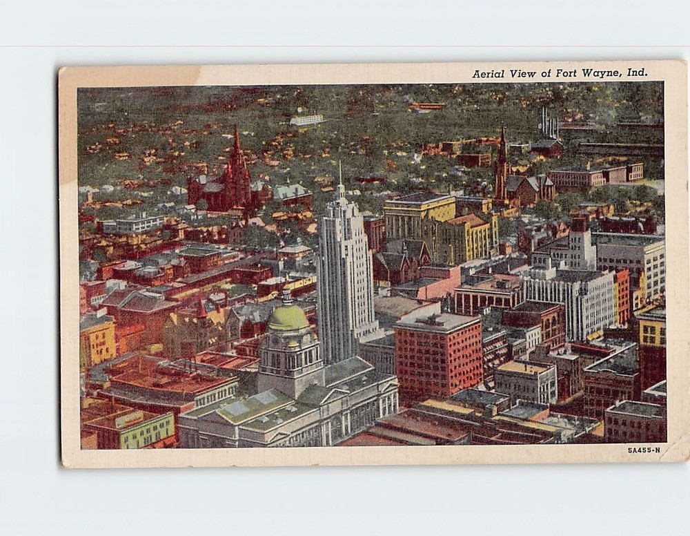 Postcard Aerial View of Fort Wayne Indiana USA