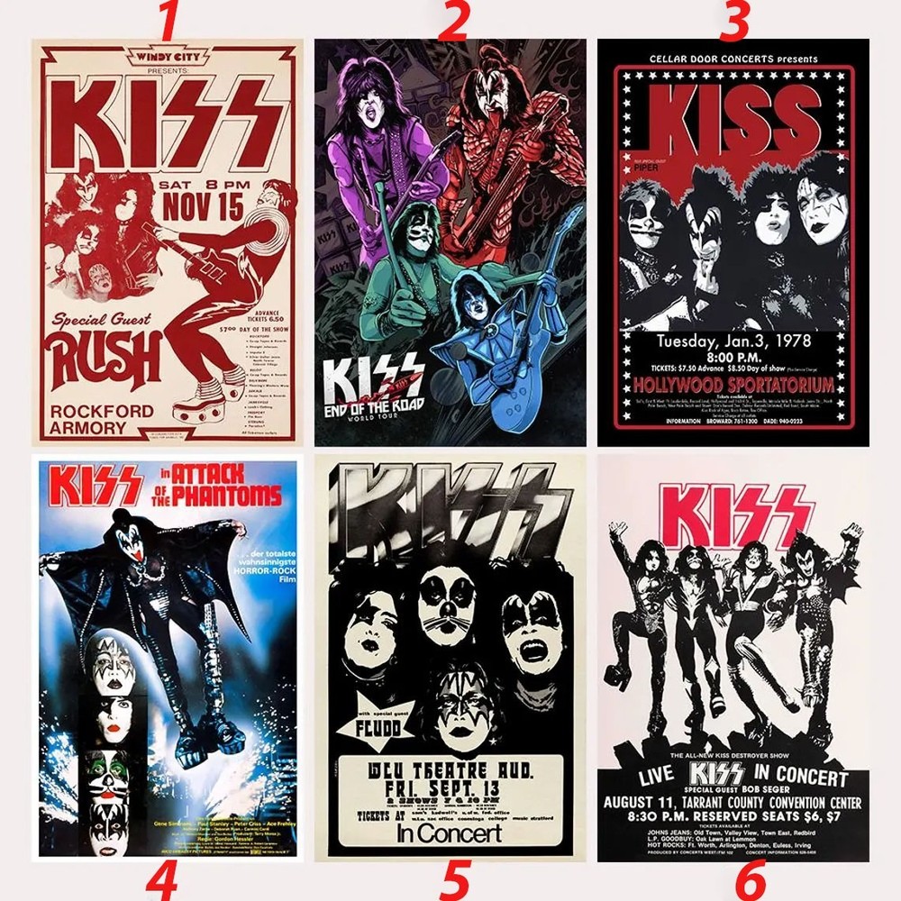 KISS Rock Band Vintage Concert Tour Classic Music Poster Set