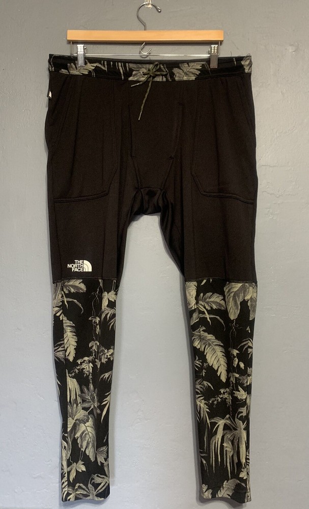 The North Face Men's Sz XL Black and Green Floral Print Leggings