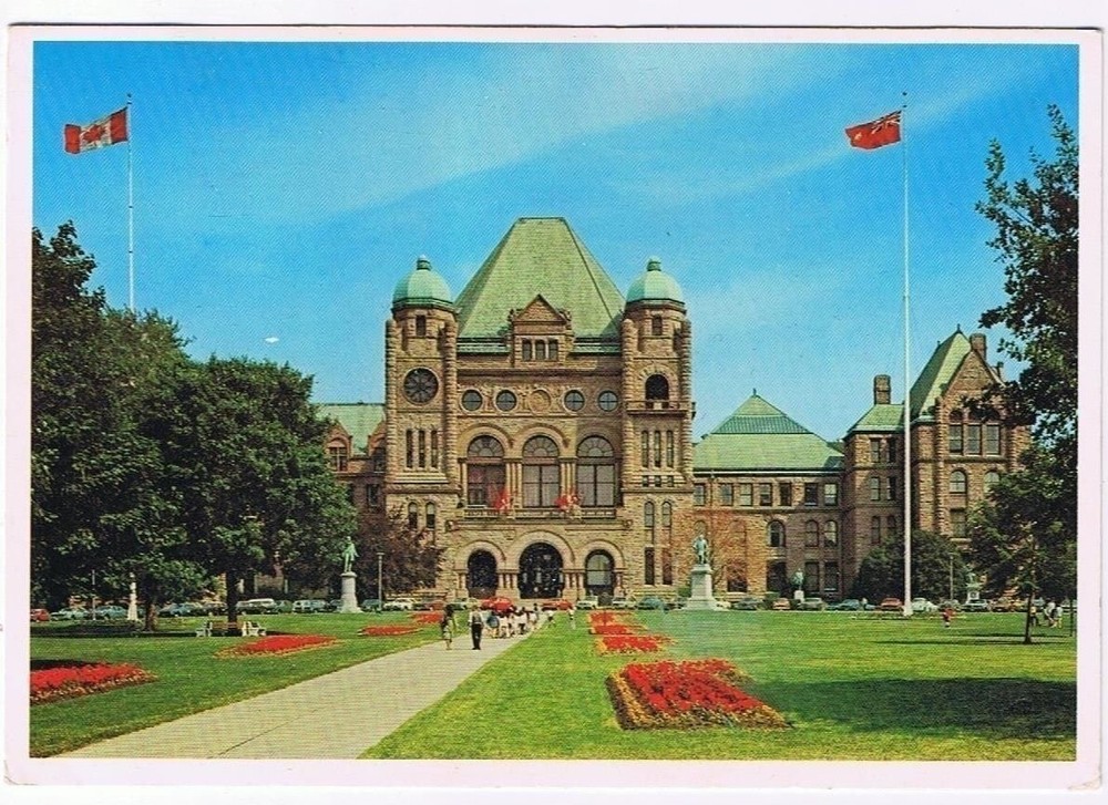 Ontario Postcard Toronto Queens Park Legislative Buildings of Ontario & Lawn