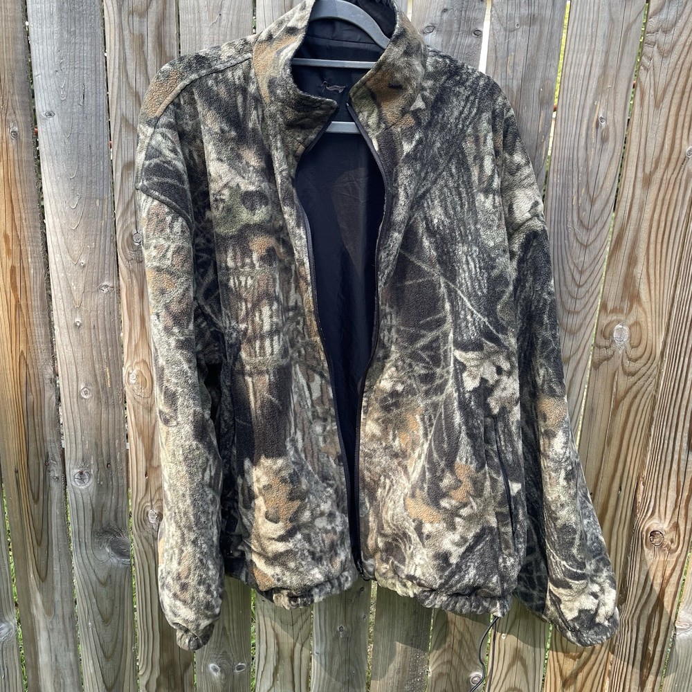 Vintage Duxbak Mossy Oak Break-Up Hunting Jacket Men’s L Black Fleece Reversible