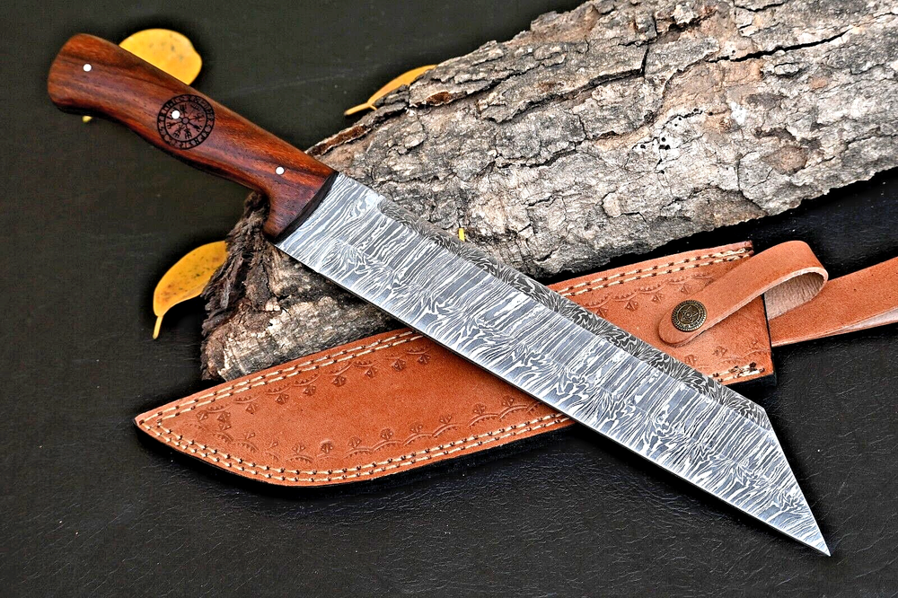 Custom HandMade Viking Hunting Seax Knife Hand Forged Damascus Steel 2899