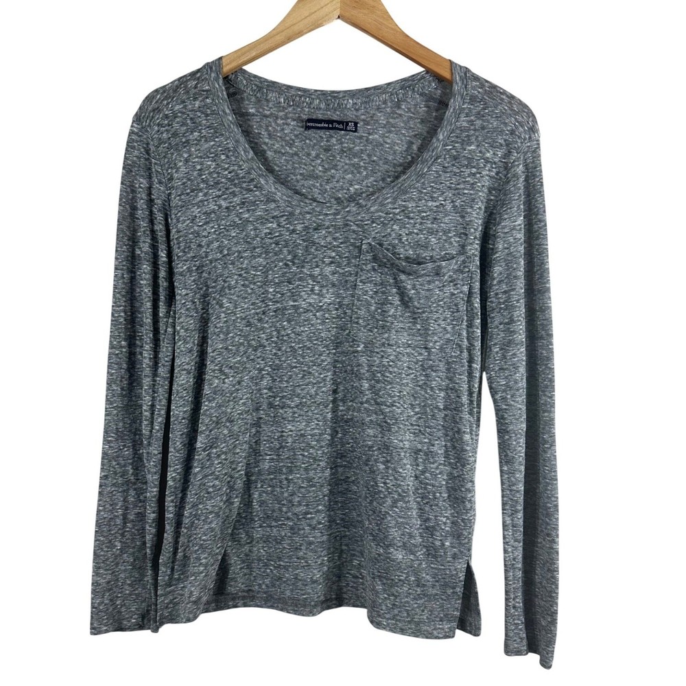 Abercrombie & Fitch Women's Tee Heather Gray Cotton Blend Long Sleeves Size XS