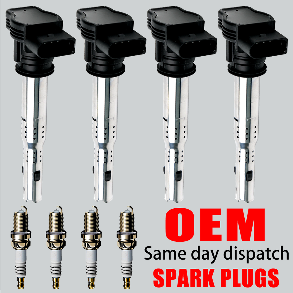 4X OEM Ignition Coil & Iridium Spark Plug Kit for Audi A3 A4 A5 VW Jetta CC UF575