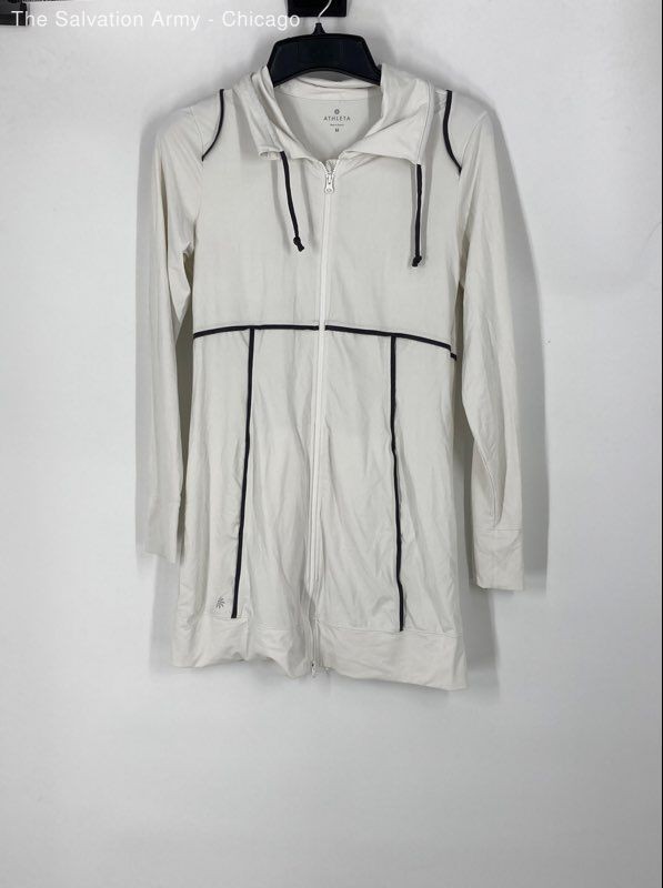 Athleta Womens White Long Sleeve Full Zip Activewear Jacket Size M
