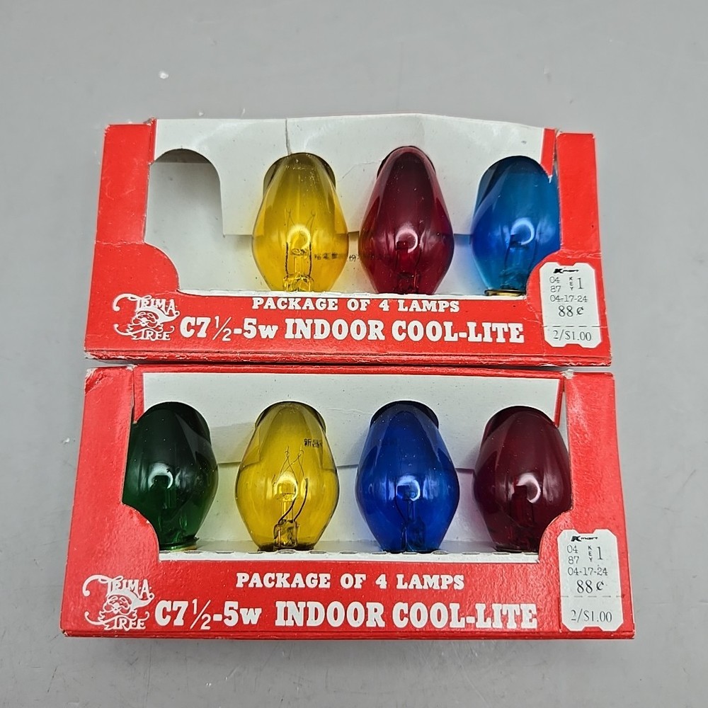 Vintage 1987 Kmart Trim-A-Tree C7 1/2-5W Indoor Cool-Lite Multicolor Bulbs