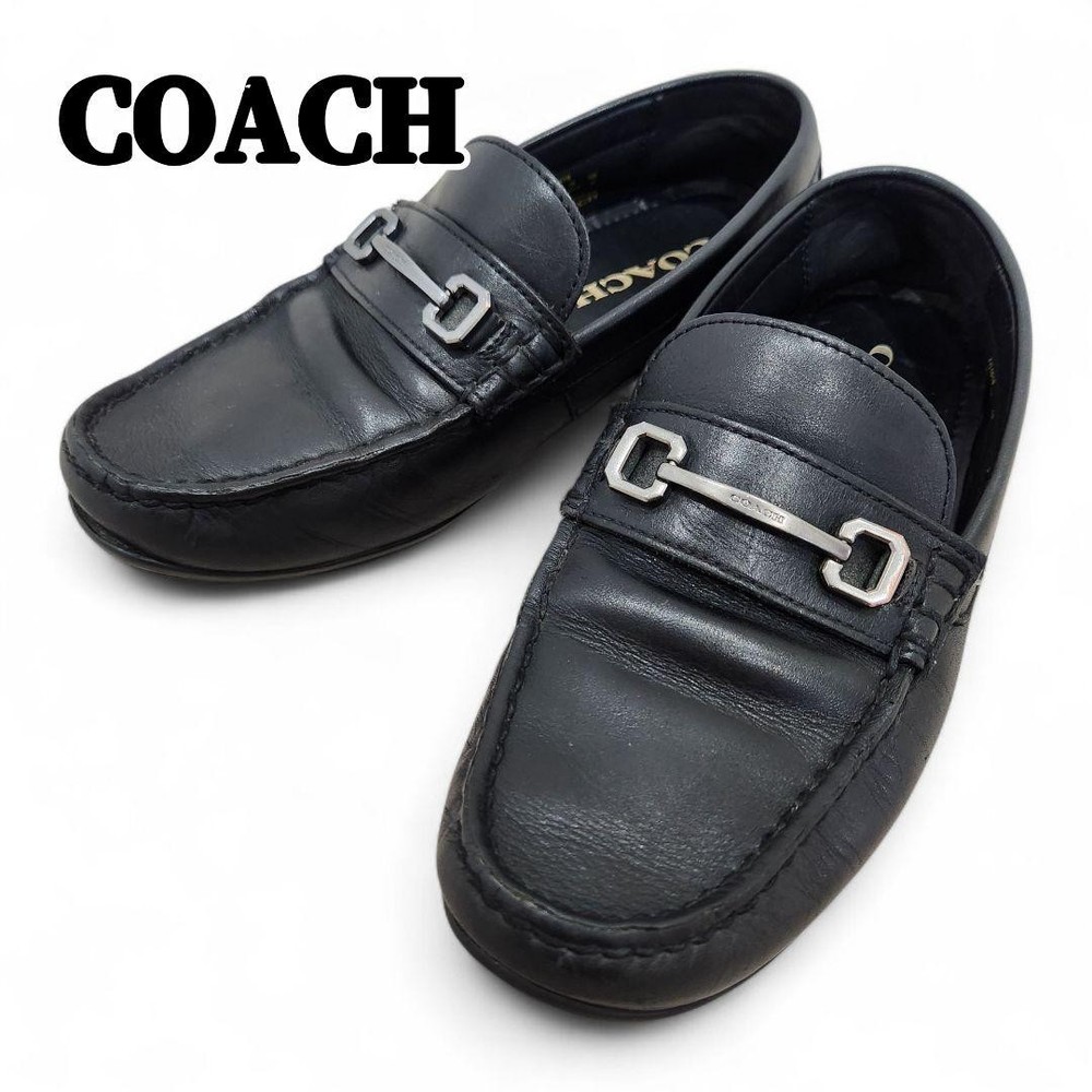 Coach Black Leather Bit Loafers Driving Shoes Size 25.5cm Pre-Owned