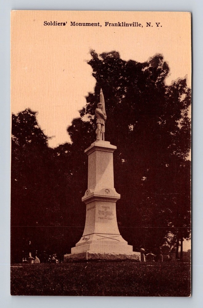 Franklinville NY-New York, Soldiers Monument, Antique Vintage Souvenir Postcard