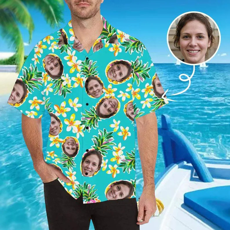 Personalized Face Hawaiian Shirt Custom Photo Funny Aloha Summer Gift