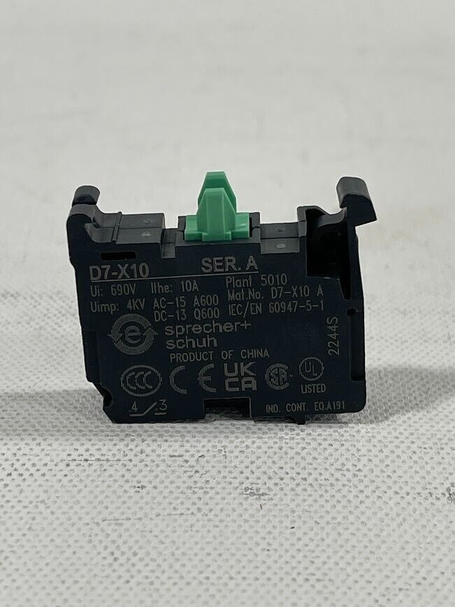 New! Allen Bradley D7-X10  Auxiliary Contact Block 1 NO  690V  10A  Ser A