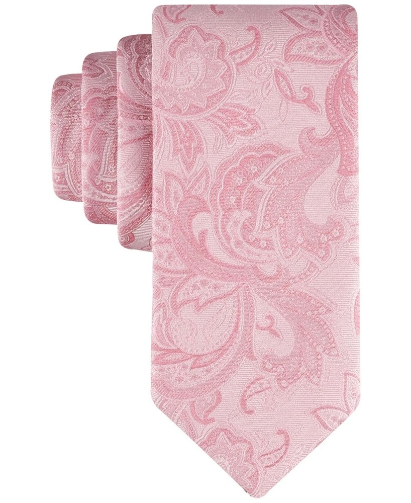 New Mens Tommy Hilfiger Pink Tonal Paisley Silk Blend Neck Tie Necktie