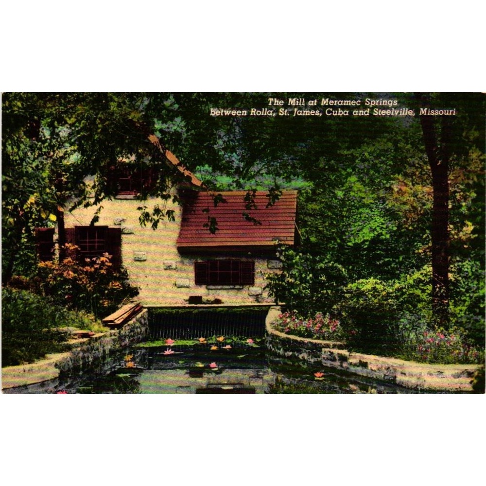 Vintage Linen Postcard The Mill at Meramec Springs St. James Missouri 3B177-N