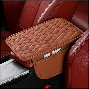 Center Console Cover, Leather Vehicle Armrest Seat Box Cushion Pa Clor: Brown