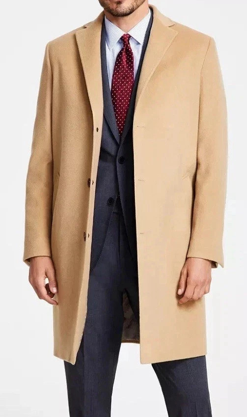 Brooks Brothers Men's Beige Camel Color Wool Three-Button Coat Size   44 L