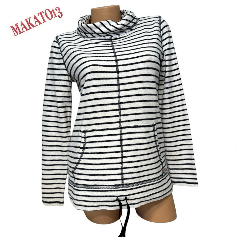 Talbots Women's S Petite Sweater Long Sleeve Mock Neck Striped Pullover Pocket