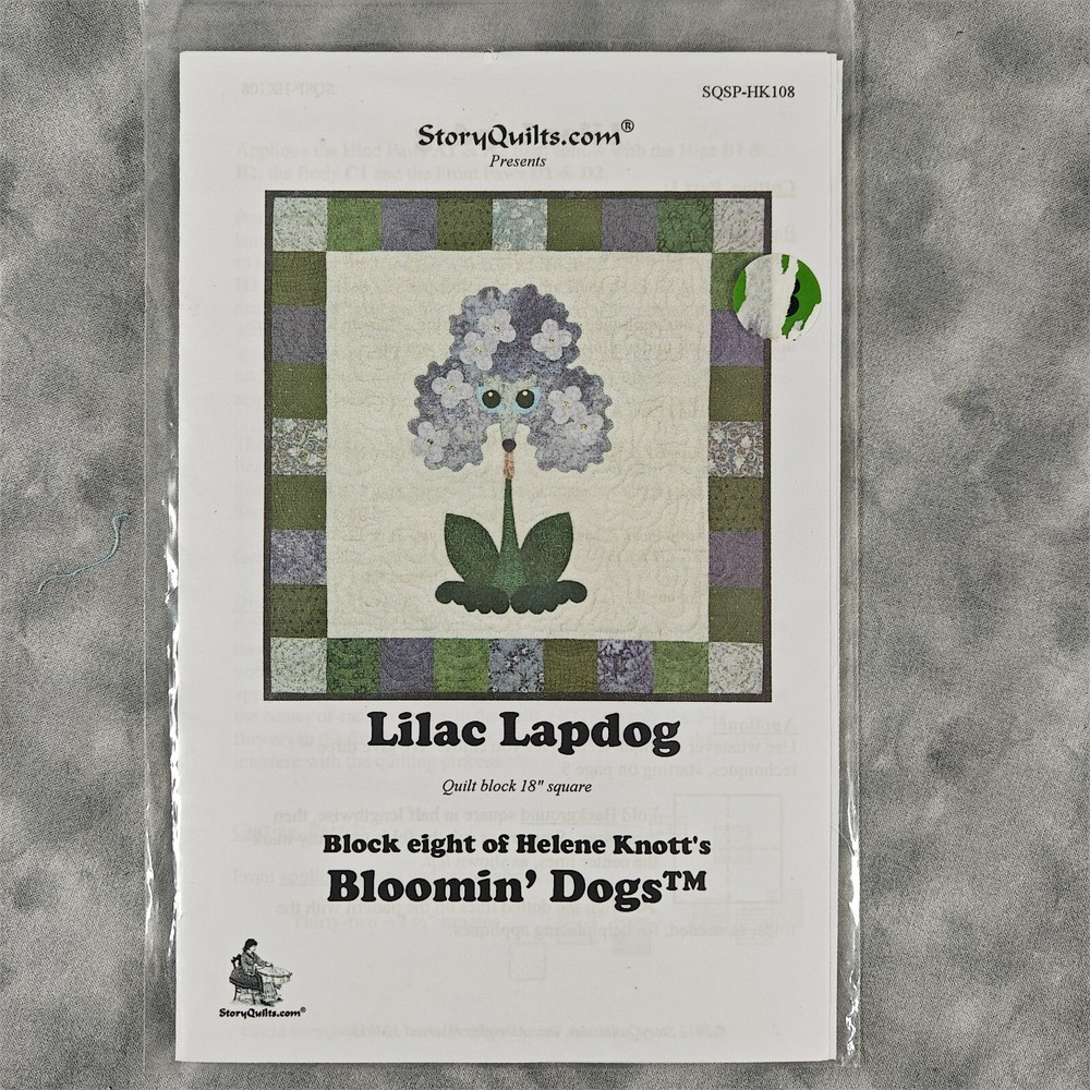 StoryQuilts Lilac Lapdog Quilt Block Pattern - Bloomin’ Dogs™ #8 by Helene Knott