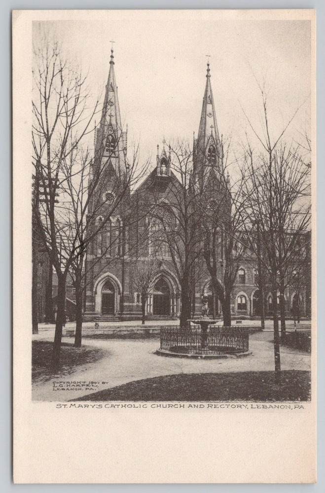 St Mary's Catholic Church and rectory. PA Pennsylvania Postcard