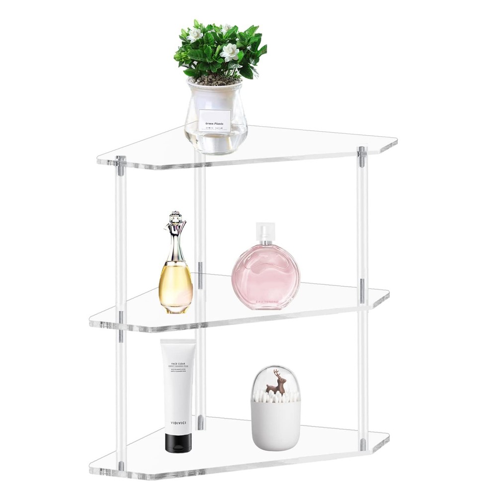 Tasybox Corner Shelf 2 Tier Bathroom Counter Organizer Acrylic Countertop Cor...