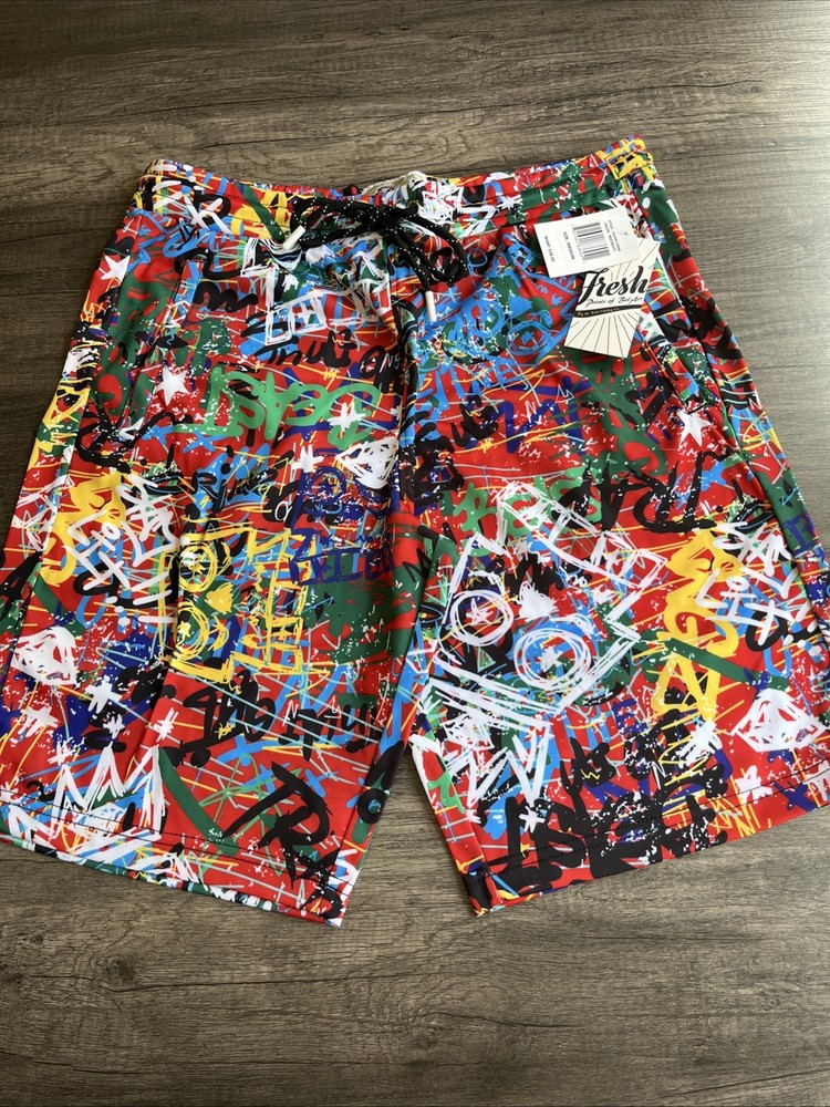 Drill Clothing Fresh Prints Abstract Graffiti Shorts Multicolor Size Medium NEW!-image