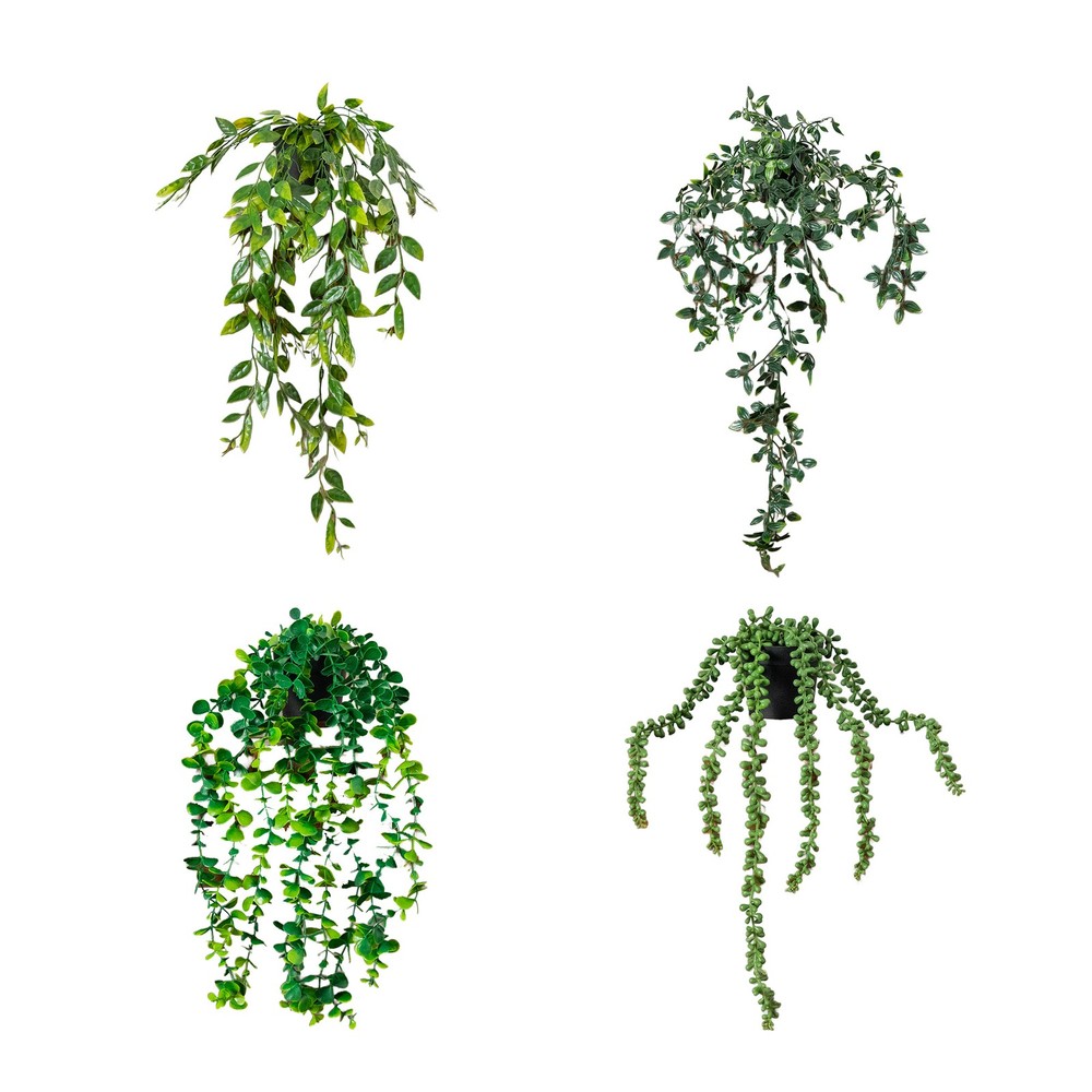 Nearly Natural 17-in Artificial Hanging Plants - Set of 4