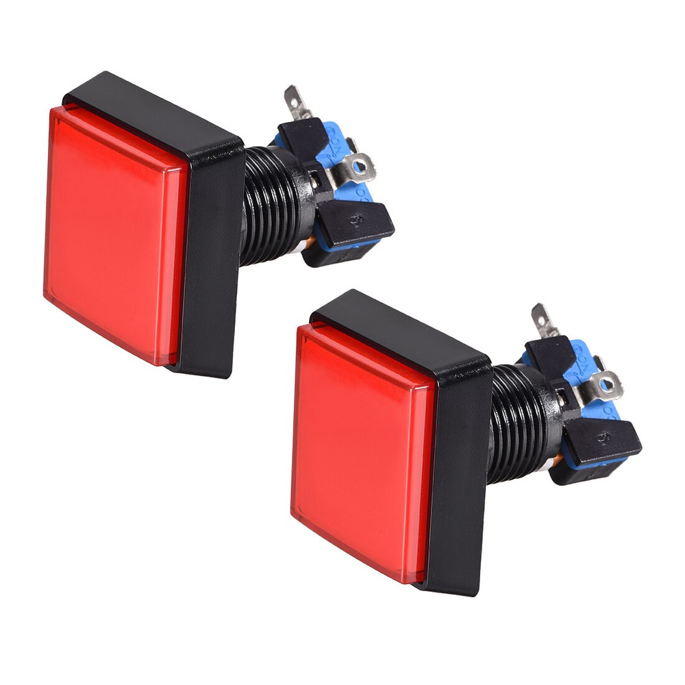 12V Red LED Illuminated Square Push Button 50x50mm 2-Pack
