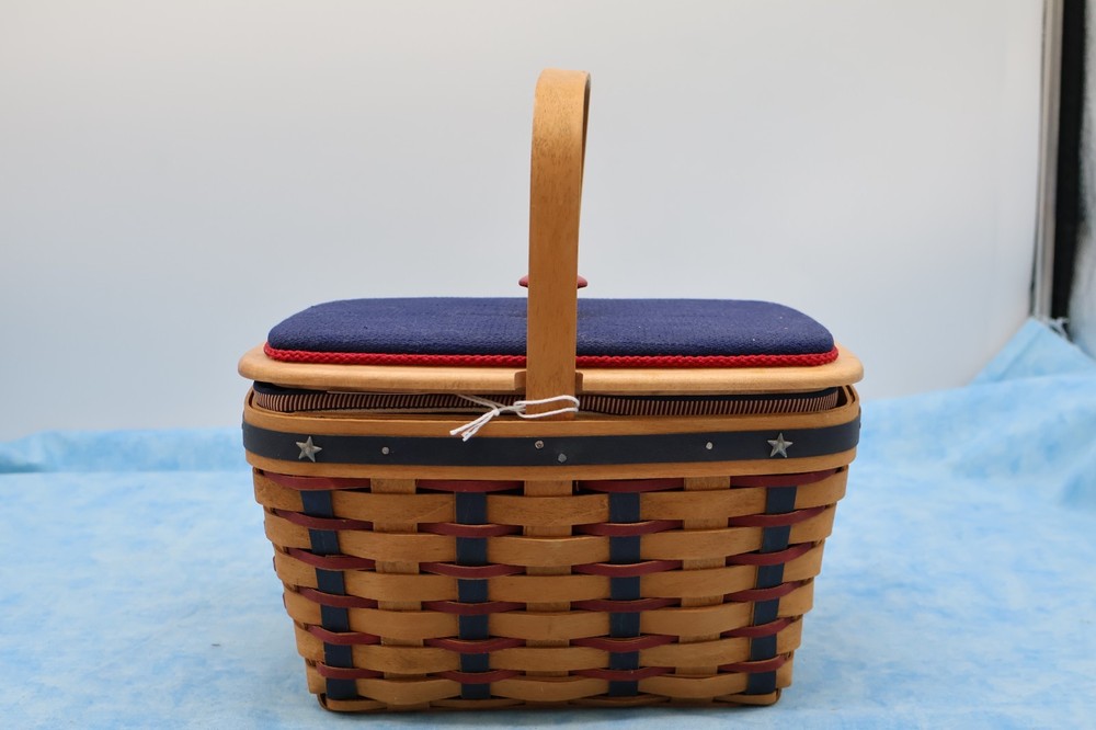 Longaberger 2003 Proudly American Spring Basket Complete Set Lid Liner Protector