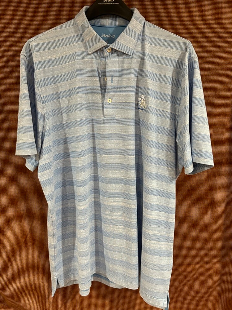 Men's XL blue/white striped short sleeve collared golf shirt