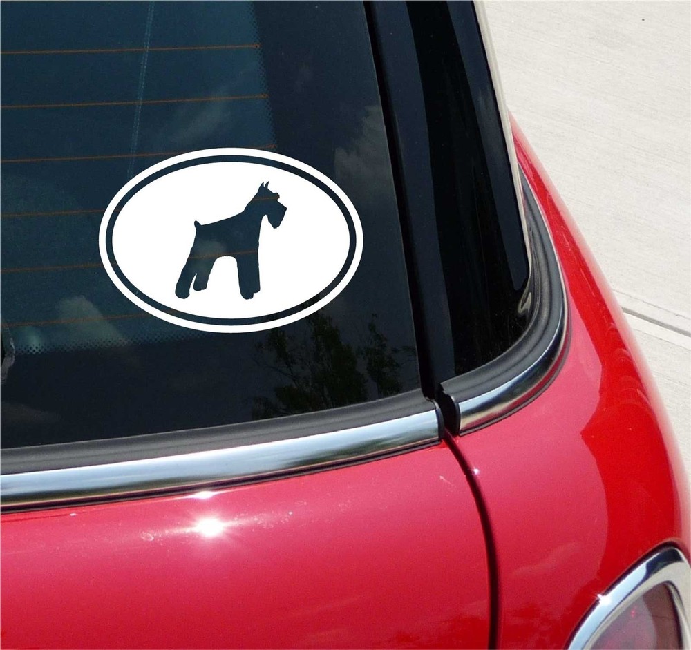 Euro Schnauzer Oval Decal Sticker for Car or Wall Single Color