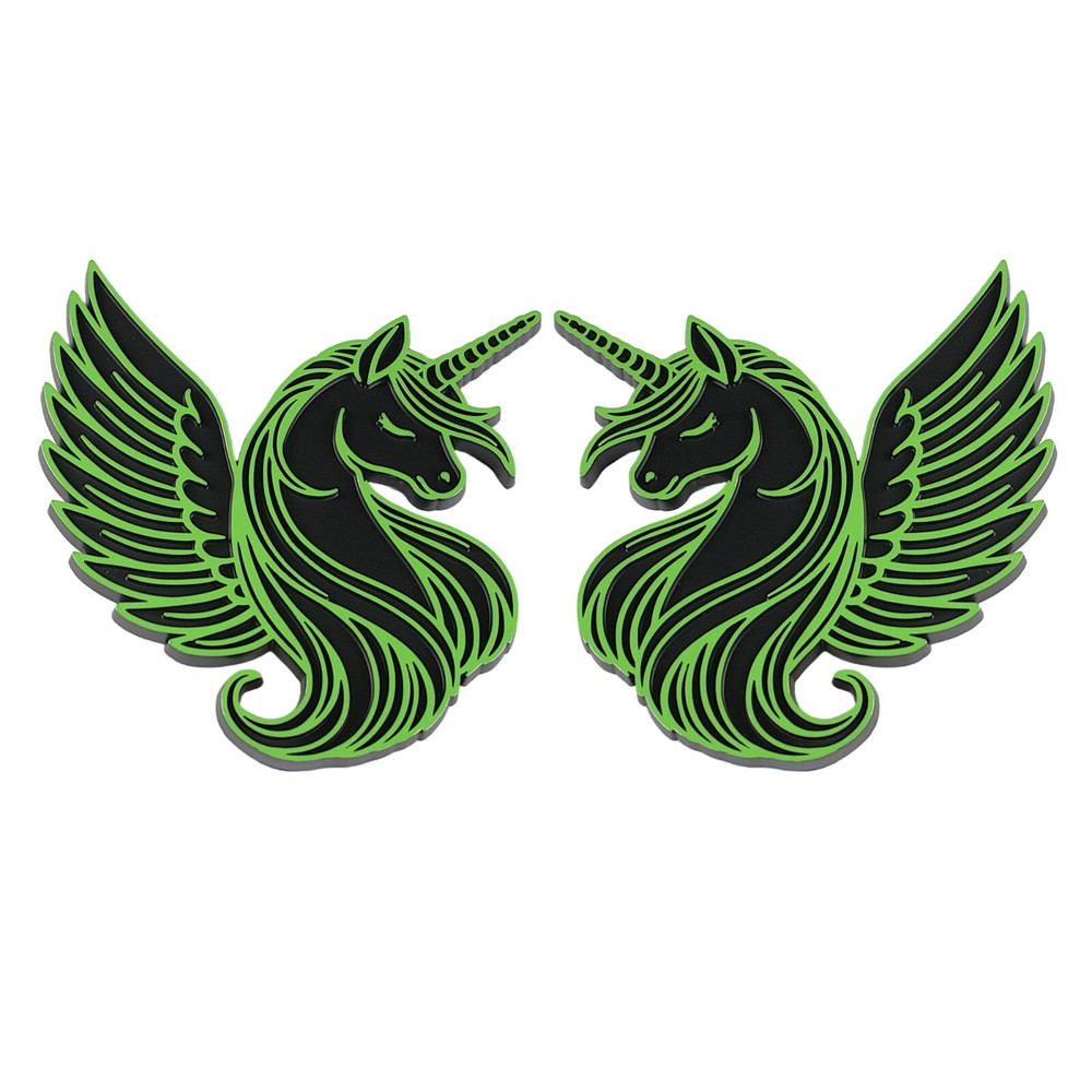 Unicorn 3D Green Emblem Badge Decal Set for Car Truck SUV Auto