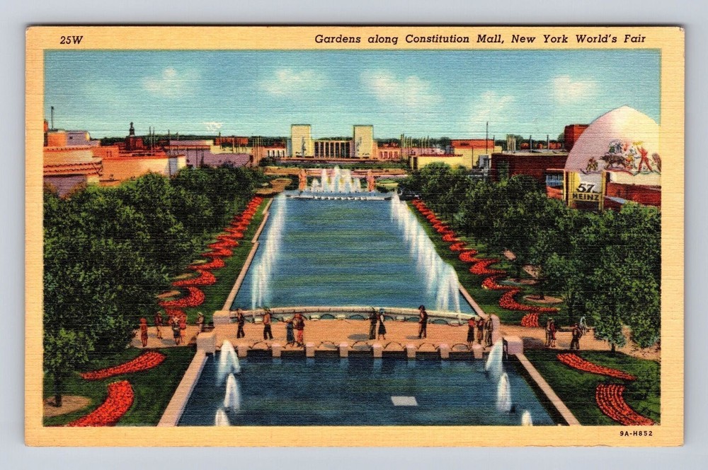 Queens NY-New York, Gardens Along Constitution Mall, Antique, Vintage Postcard