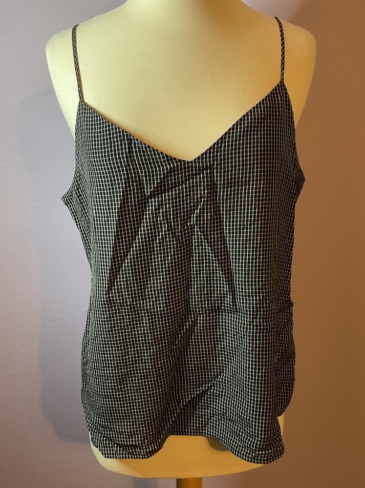 Banana Republic Black White Plaid Sleeveless Blouse Tank Top Size Medium