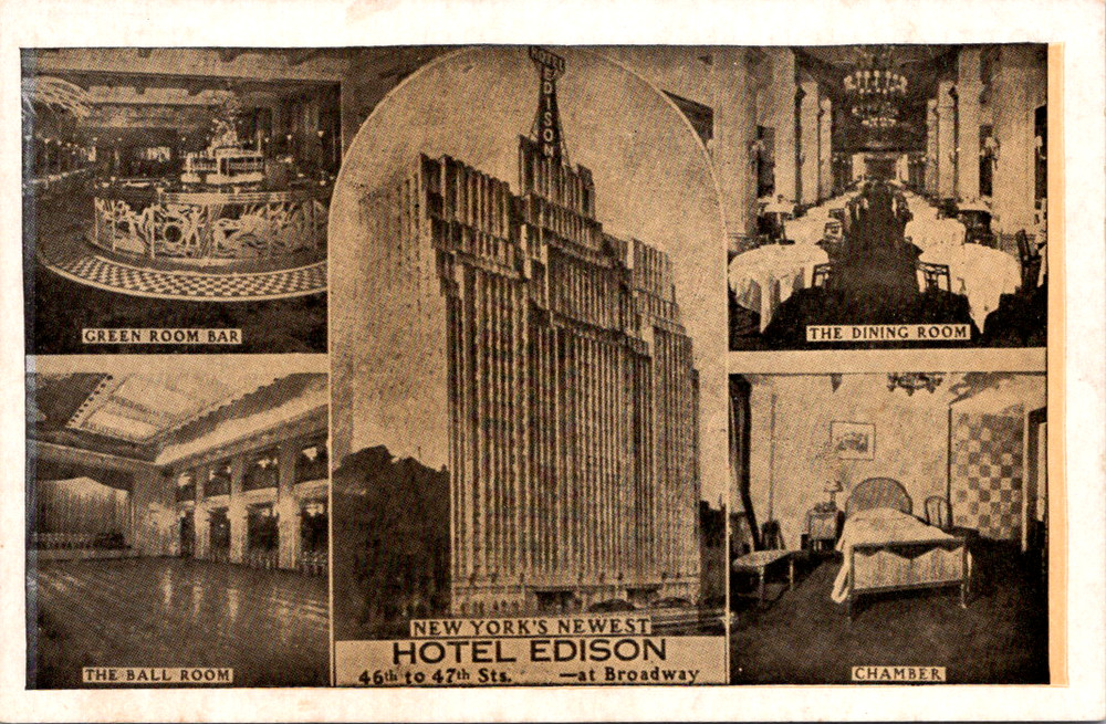 Vintage Postcard Hotel Edison Exterior Interior Views New York