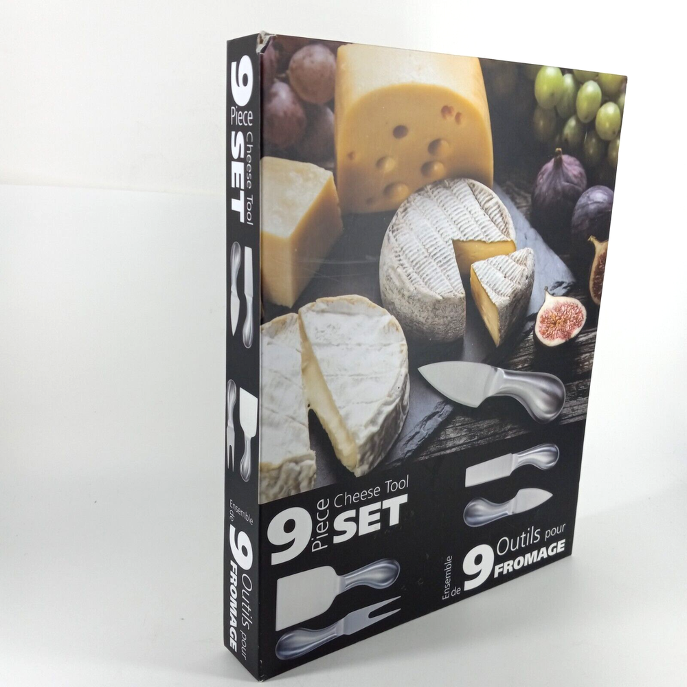 Danesco 9 Piece Stainless Steel Cheese Tool Set  Platter Charcuterie New Boxed