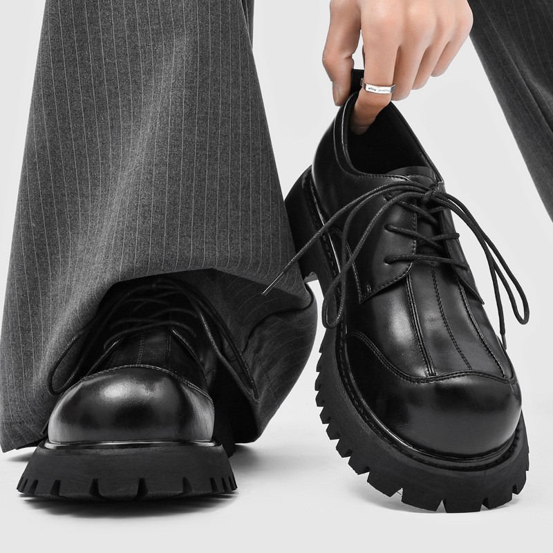 Mens Platform Creeper Lace Up Round Toe Thick Sole Casual Derby Shoes British