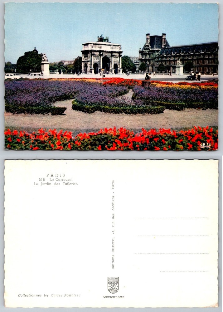 Vintage Paris Postcard Le Carrousel Tuileries Garden Arc de Triomphe du