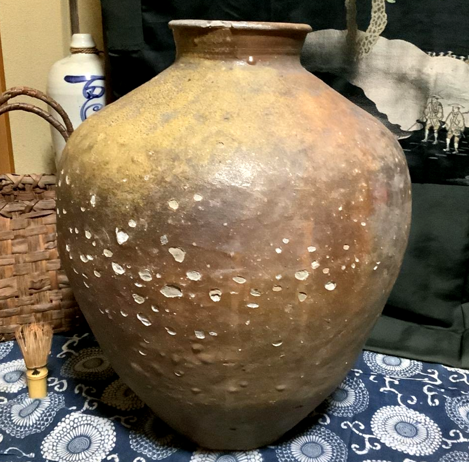 Pottery 19.6 inch Jar Large Shigaraki Ware Edo 18Th C Japanese Antique Vase