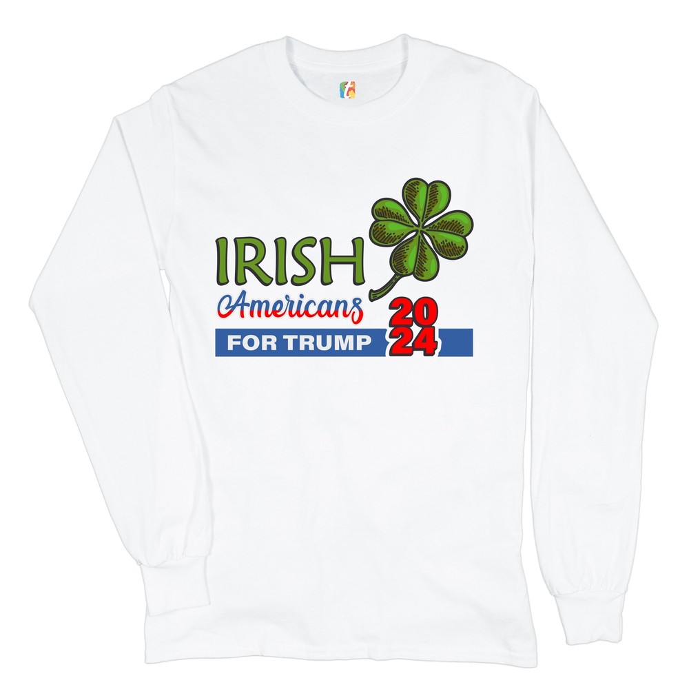 Irish Americans for Trump Long Sleeve T-shirt Pro Donald Trump 2024 Shamrock