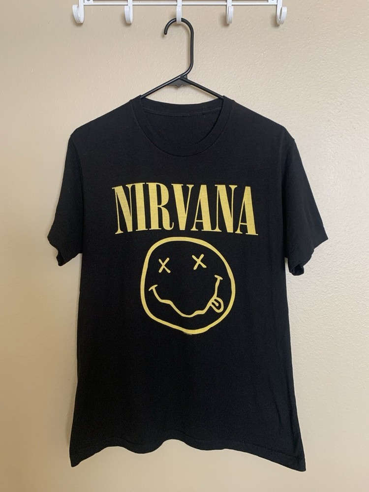 Men Nirvana Black Shirt Cotton Medium. Used Good Condition.