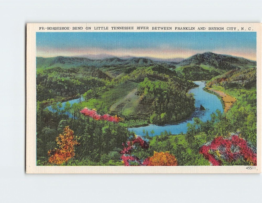 Postcard Horseshoe Bend on Little Tennessee River North Carolina USA