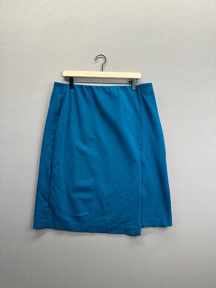 J Jill Womens Blue Pencil Skirt Ponte Zipped Size L