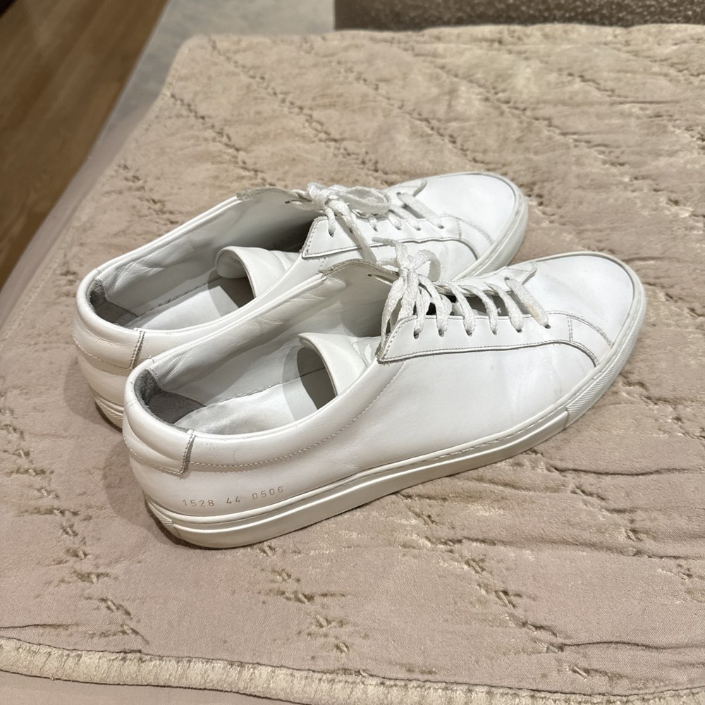 Men’s COMMON PROJECTS ‘Achilles’ Low White Sneakers Size 44 US 11 Made In Italy-image