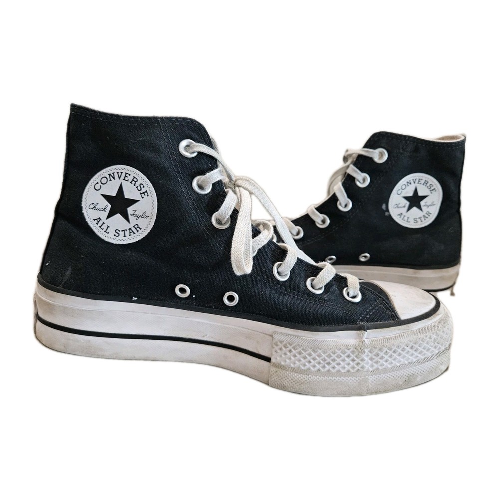 Converse Chuck Taylor All Star Lift High Top Hi Black White Sz 8 Platform Shoes
