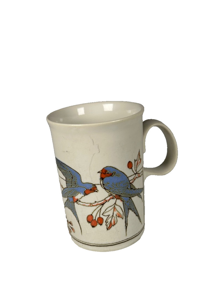 Dunoon Swallow Bird Floral Coffee Mug Made in Scotland Bone China 10oz