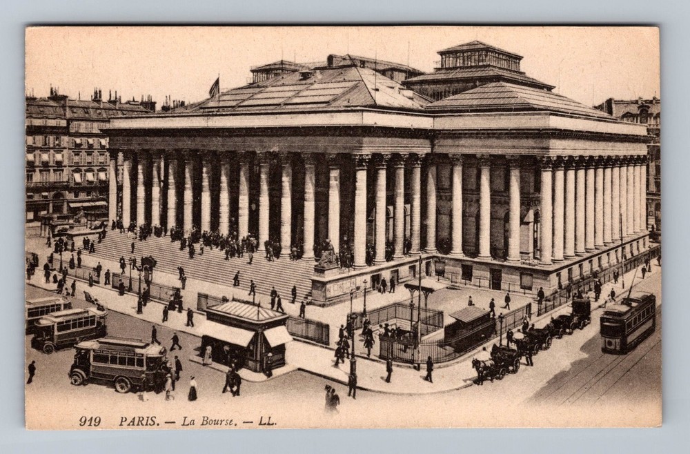 France- Paris The Stock Exchange Building Postal Old Card View Vintage Postcard