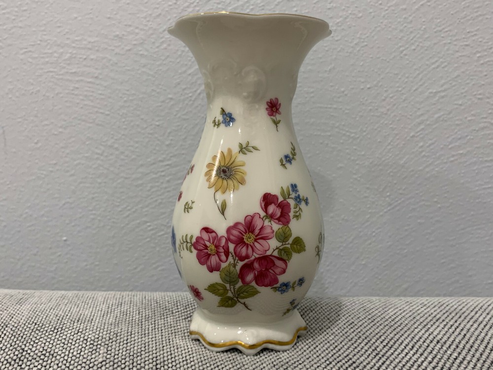 Vintage German Rosenthal Porcelain Moliere Vase w/ Floral Decoration