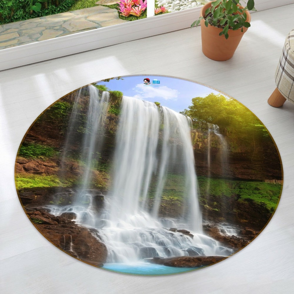 3D Waterfall Sunlight NAO3919 Game Rug Mat Elegant Photo Carpet Mat Fay