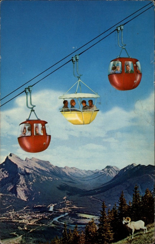 Cablecar Lift Mt Norquay Banff Alberta Canada vintage postcard s711